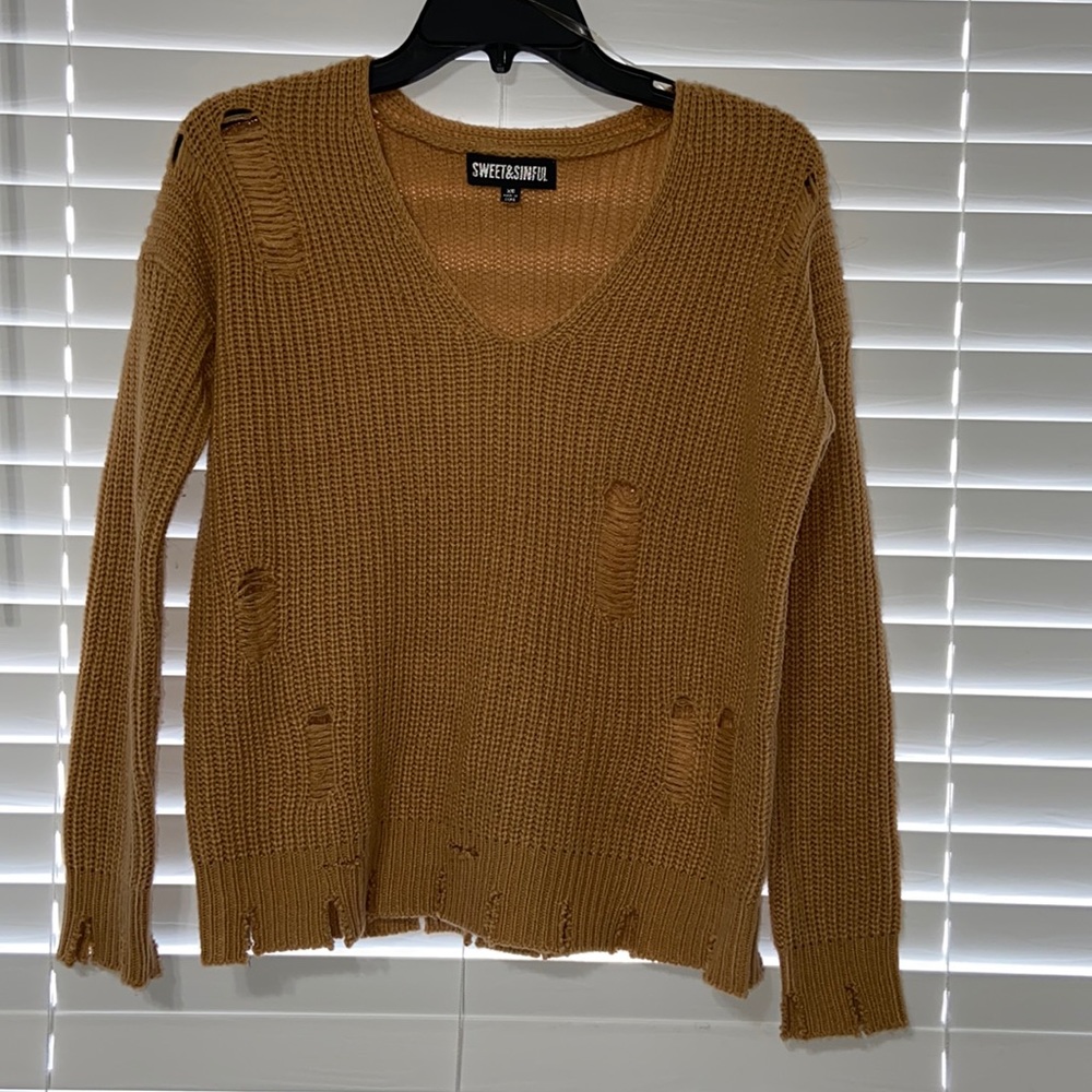 Brown Distressed Sweater